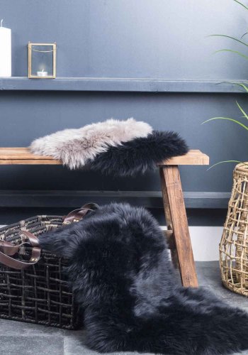 HOUSE NORDIC lammeskinnspute - svart, ekte New Zealand-skinn ( 35)
