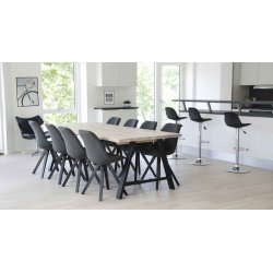 Bergen spisebordsstol - hvidt kunstlder og plastik m. ben