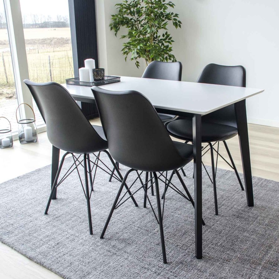 HOUSE NORDIC Oslo spisestol - svart kunstskinn og plast med sorte stlben