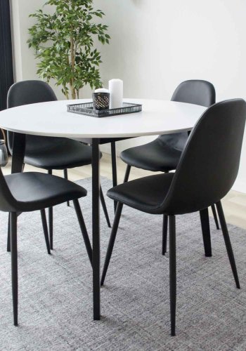 HOUSE NORDIC Stockholm spisestol - sort kunstskinn med sorte stlben