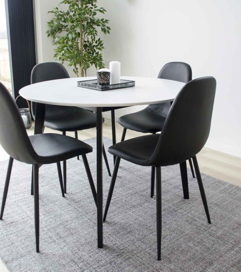 HOUSE NORDIC Stockholm spisestol - sort kunstskinn med sorte stlben