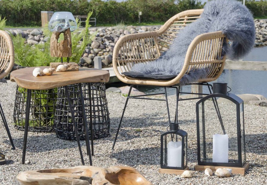 HOUSE NORDIC San Marino Vanndrpeskulptur - glass/naturlig teak (H:25)