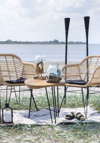 HOUSE NORDIC San Marino Vanndrpeskulptur - glass/naturlig teak (H:25)