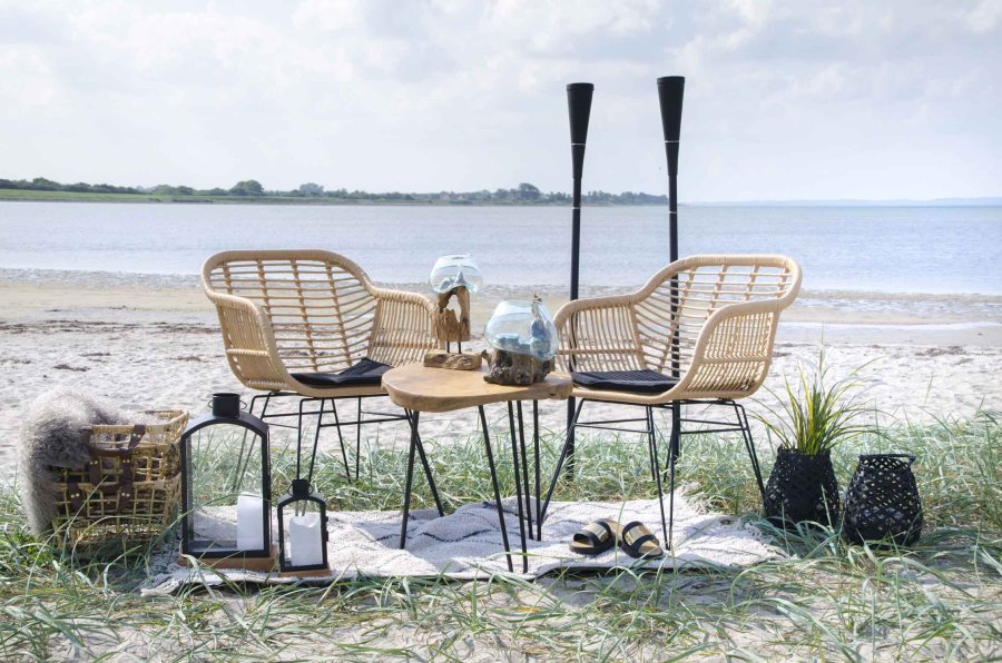 HOUSE NORDIC San Marino Vanndrpeskulptur - glass/naturlig teak (H:25)