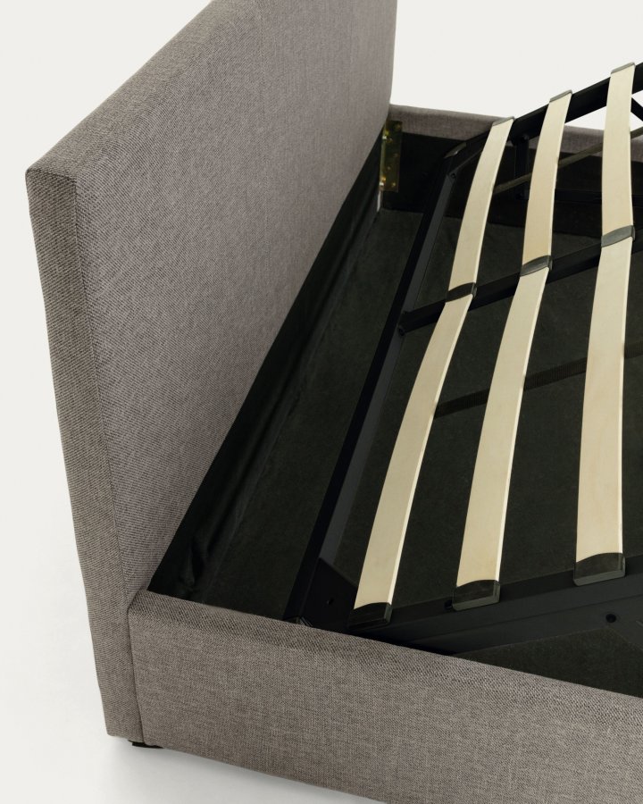 KAVE HOME Nahiri sengeramme, m. opbevaring - gr� stof (til en 150 x 200 cm madras)