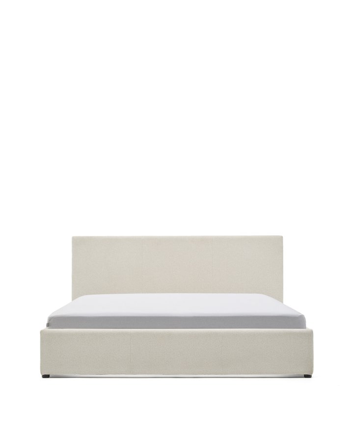 KAVE HOME Nahiri sengeramme, m. opbevaring - beige chenille (til en 160 x 200 cm madras)