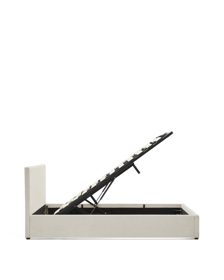 KAVE HOME Nahiri sengeramme, m. opbevaring - beige chenille (til en 160 x 200 cm madras)