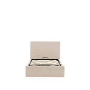 KAVE HOME Nahiri sengeramme, m. sengegavl og opbevaring - beige chenille stof (200x90)