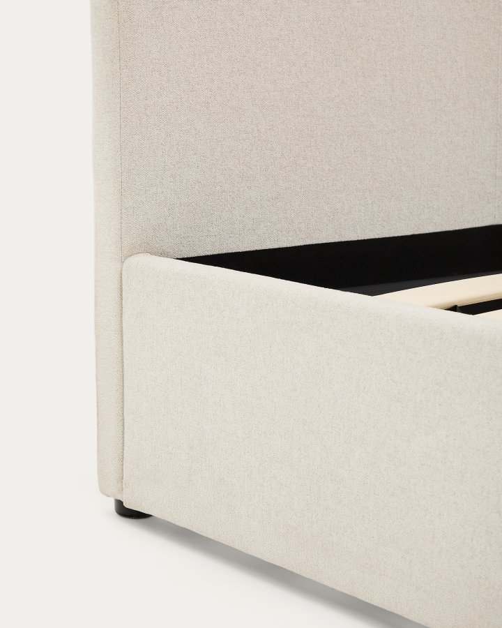 KAVE HOME Nahiri sengeramme, m. opbevaring - beige chenille (til en 180 x 200 cm madras)