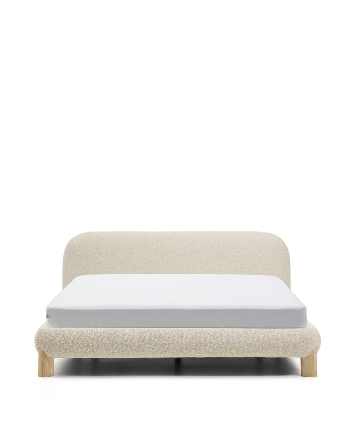 KAVE HOME Odina sengeramme, m. aftageligt betr�k - ecru boucl� og natur asketr� (til en madras p� 160 x 200 cm)