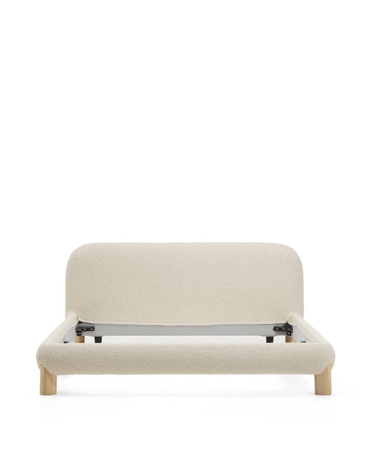 KAVE HOME Odina sengeramme, m. aftageligt betr�k - ecru boucl� og natur asketr� (til en madras p� 160 x 200 cm)