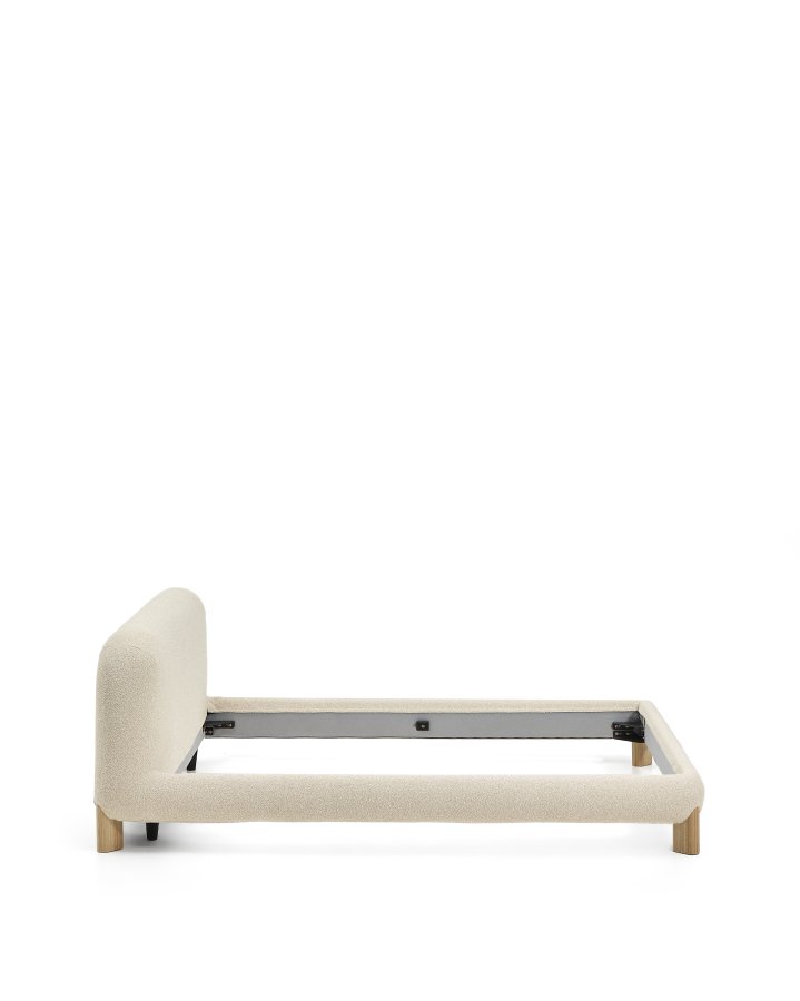 KAVE HOME Odina sengeramme, m. aftageligt betr�k - ecru boucl� og natur asketr� (til en madras p� 160 x 200 cm)