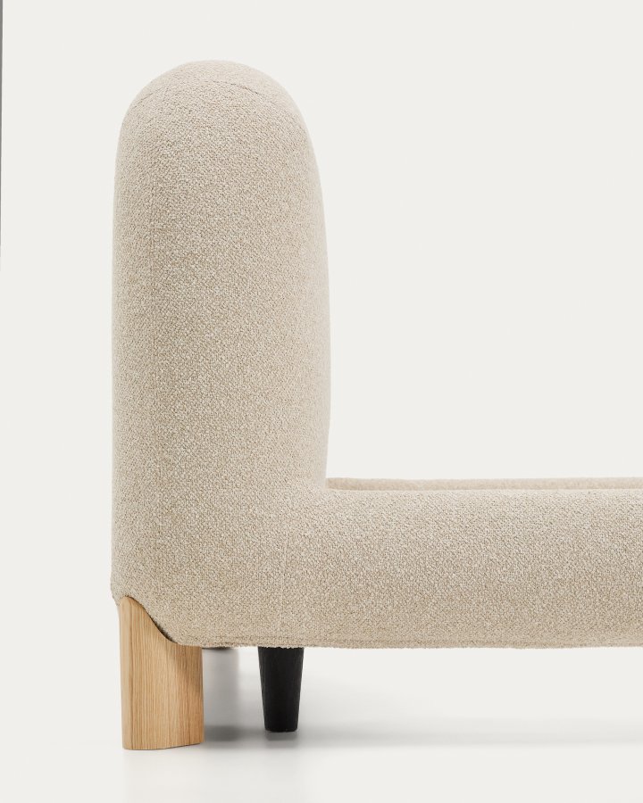 KAVE HOME Odina sengeramme, m. aftageligt betr�k - ecru boucl� og natur asketr� (til en madras p� 180 x 200 cm)