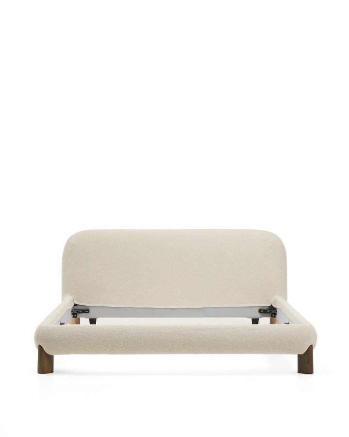 KAVE HOME Odina sengeramme, m. aftageligt betr�k - ecru boucl� og valn�d asketr� (til en madras p� 180 x 200 cm)