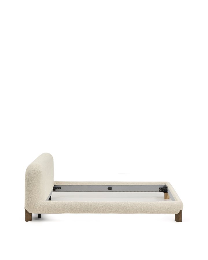 KAVE HOME Odina sengeramme, m. aftageligt betr�k - ecru boucl� og valn�d asketr� (til en madras p� 180 x 200 cm)