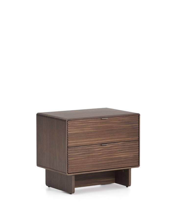 KAVE HOME Norlen sengebord, m. 2 skuffer - brun valn�ddefiner (60x52)