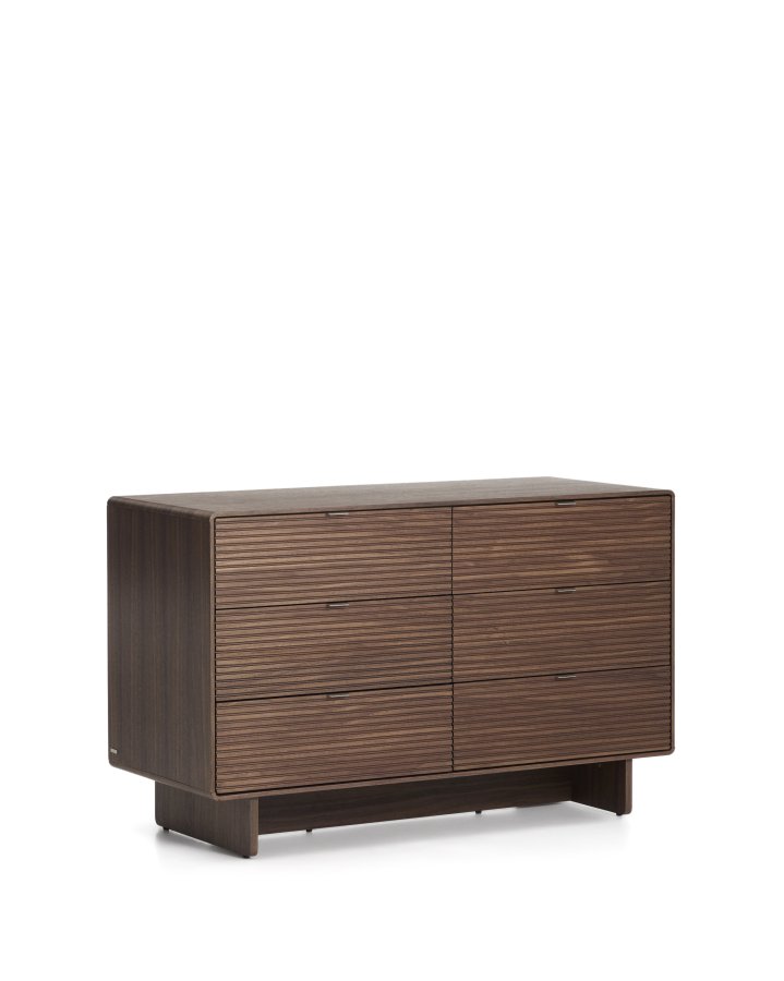 KAVE HOME Norlen kommode, m. 6 skuffer - brun valn�ddefiner