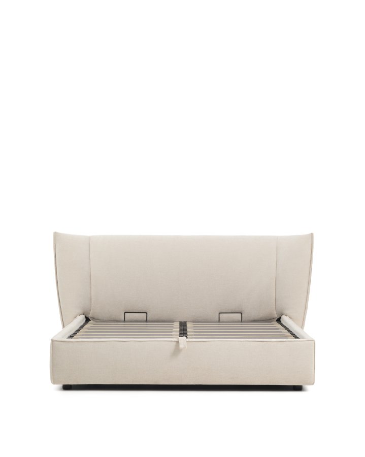 KAVE HOME Arvian sengeramme, m. opbevaringsbund og aftageligt betr�k - beige chenille (160x200)