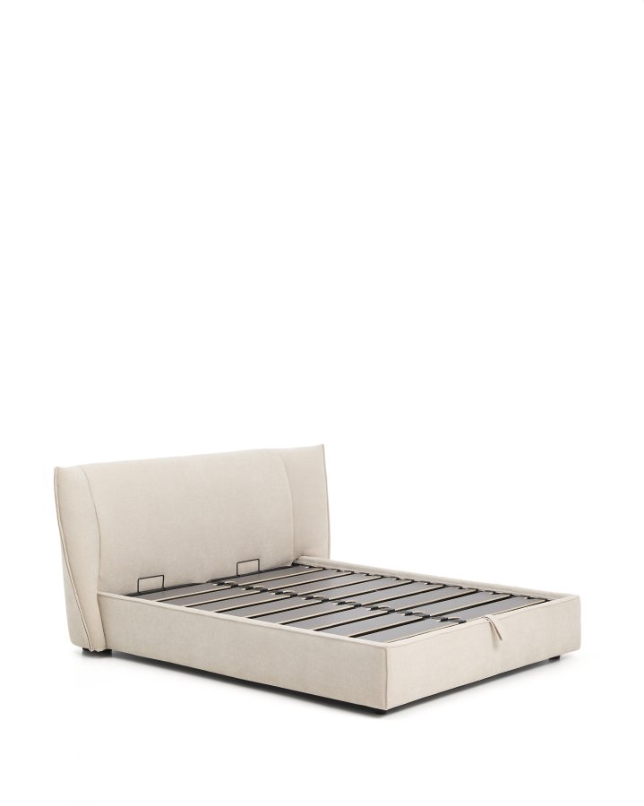KAVE HOME Arvian sengeramme, m. opbevaringsbund og aftageligt betr�k - beige chenille (160x200)