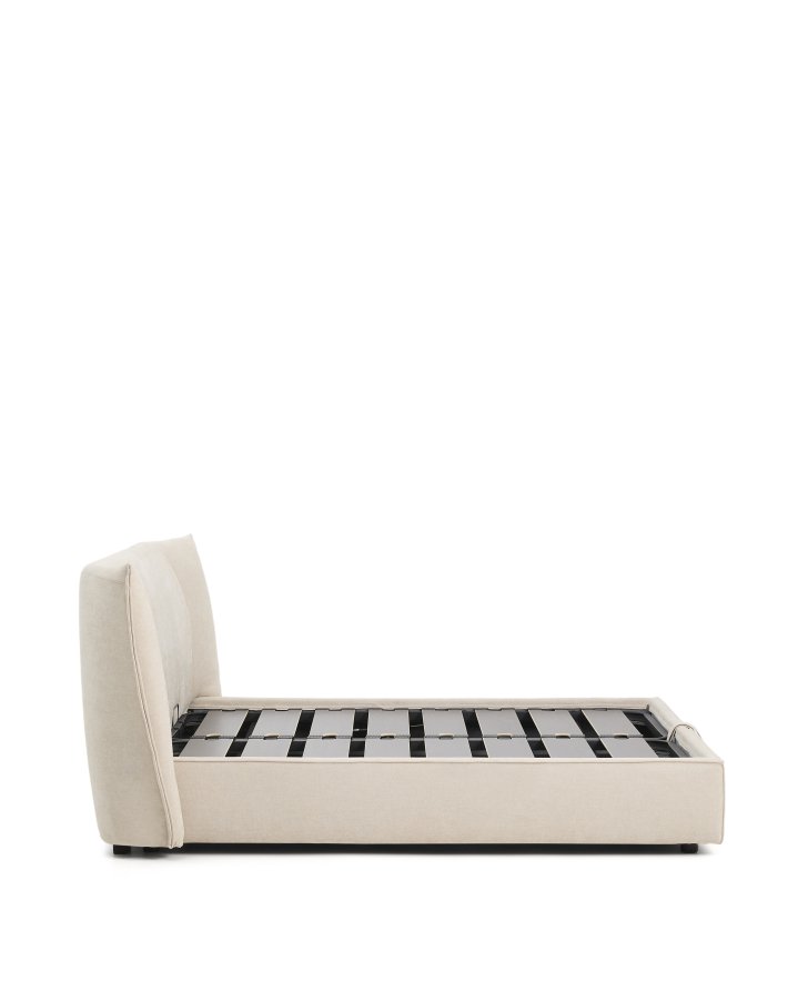 KAVE HOME Arvian sengeramme, m. opbevaringsbund og aftageligt betr�k - beige chenille (160x200)