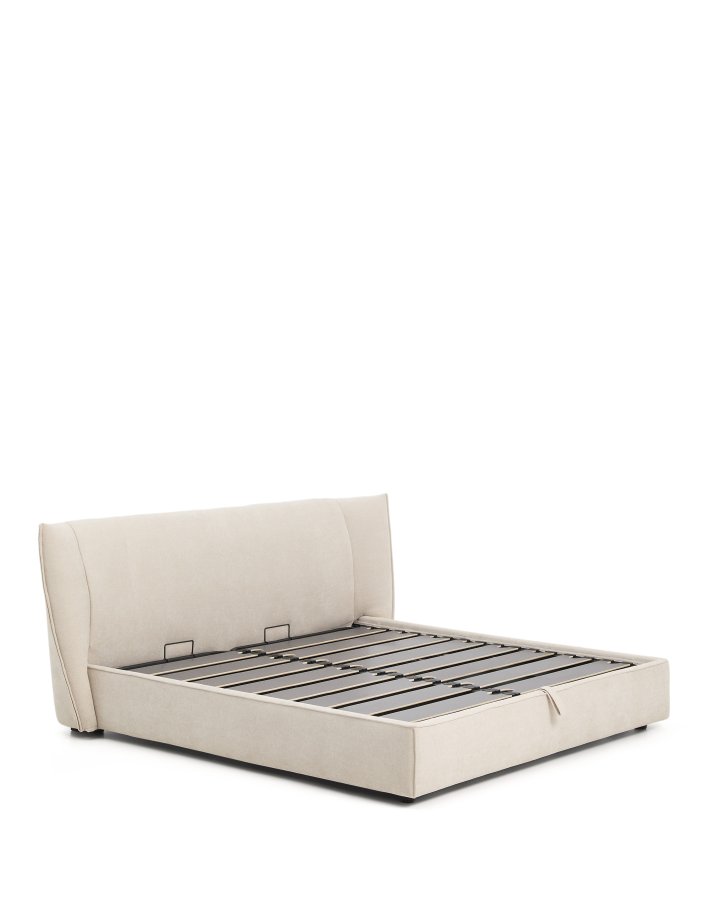 KAVE HOME Arvian sengeramme, m. opbevaringsbund og aftageligt betr�k - beige chenille (180x200)