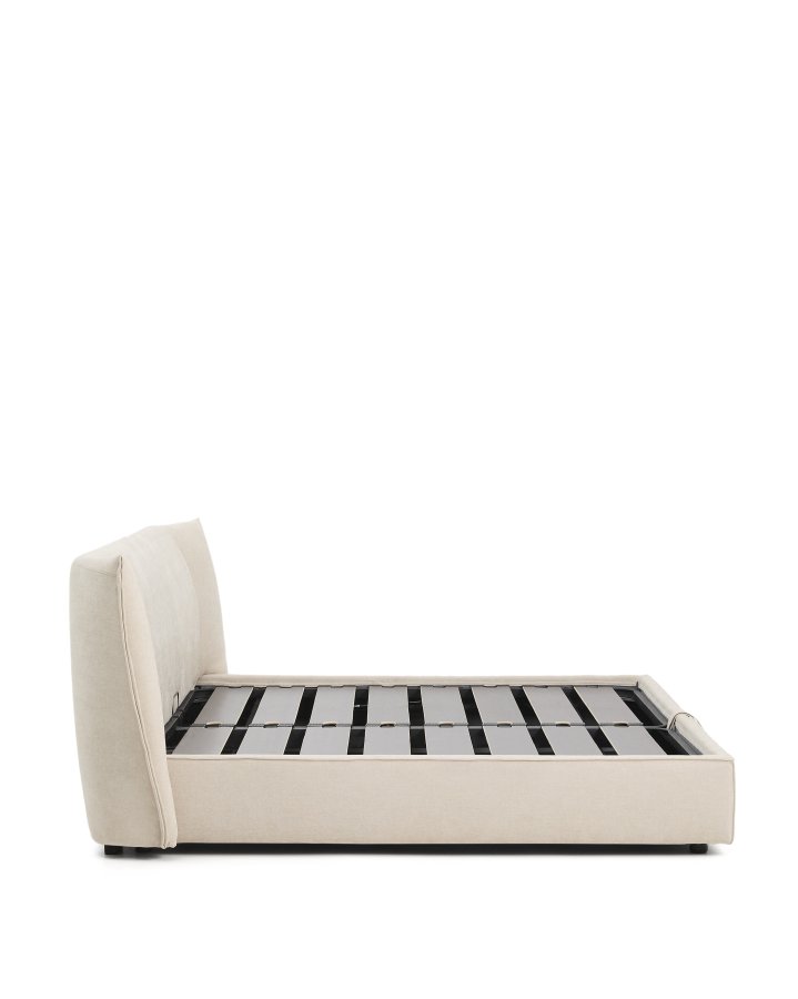 KAVE HOME Arvian sengeramme, m. opbevaringsbund og aftageligt betr�k - beige chenille (180x200)