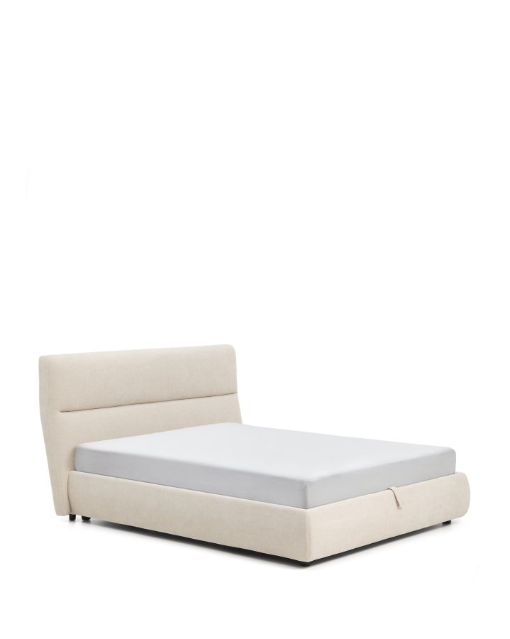 KAVE HOME Dafra sengeramme, m. opbevaringsbund og aftageligt madrasbetr�k - beige chenille (160x200)