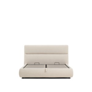 KAVE HOME Dafra sengeramme, m. opbevaringsbund og aftageligt madrasbetr�k - beige chenille (160x200)