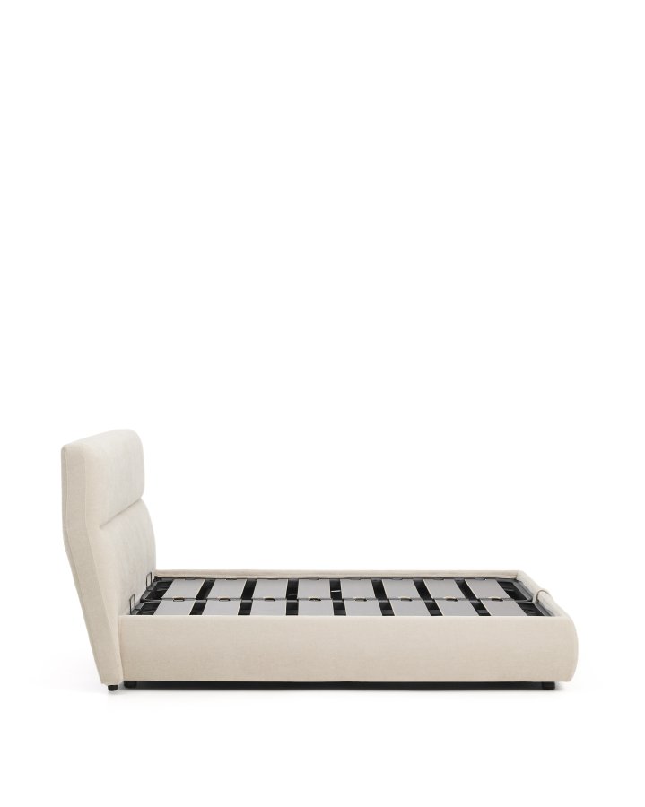 KAVE HOME Dafra sengeramme, m. opbevaringsbund og aftageligt madrasbetr�k - beige chenille (160x200)