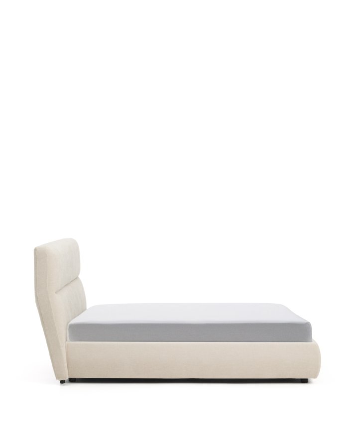 KAVE HOME Dafra sengeramme, m. opbevaringsbund og aftageligt madrasbetr�k - beige chenille (160x200)