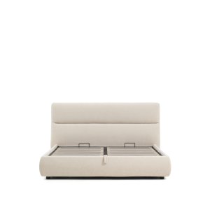 KAVE HOME Dafra sengeramme, m. opbevaringsbund og aftageligt madrasbetr�k - beige chenille (180x200)