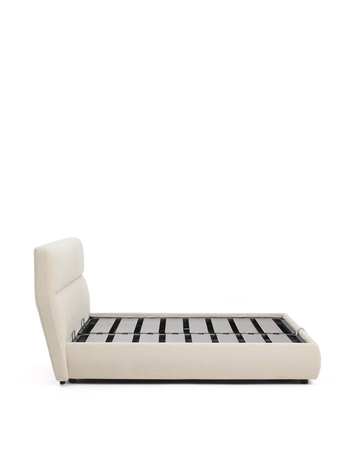 KAVE HOME Dafra sengeramme, m. opbevaringsbund og aftageligt madrasbetr�k - beige chenille (180x200)