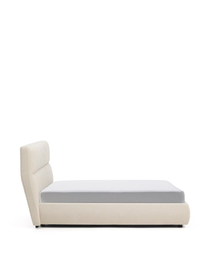 KAVE HOME Dafra sengeramme, m. opbevaringsbund og aftageligt madrasbetr�k - beige chenille (180x200)