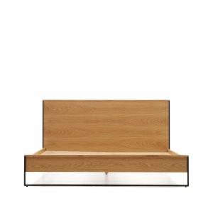 KAVE HOME Taiana sengeramme, m. sengegavl og lameller - natur egetrsfiner og sort stl (160x200)