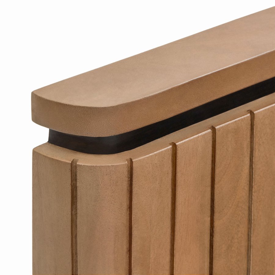 KAVE HOME Licia sengeramme, med sengegavl og lameller - naturlig mangotre og jern (160x200)