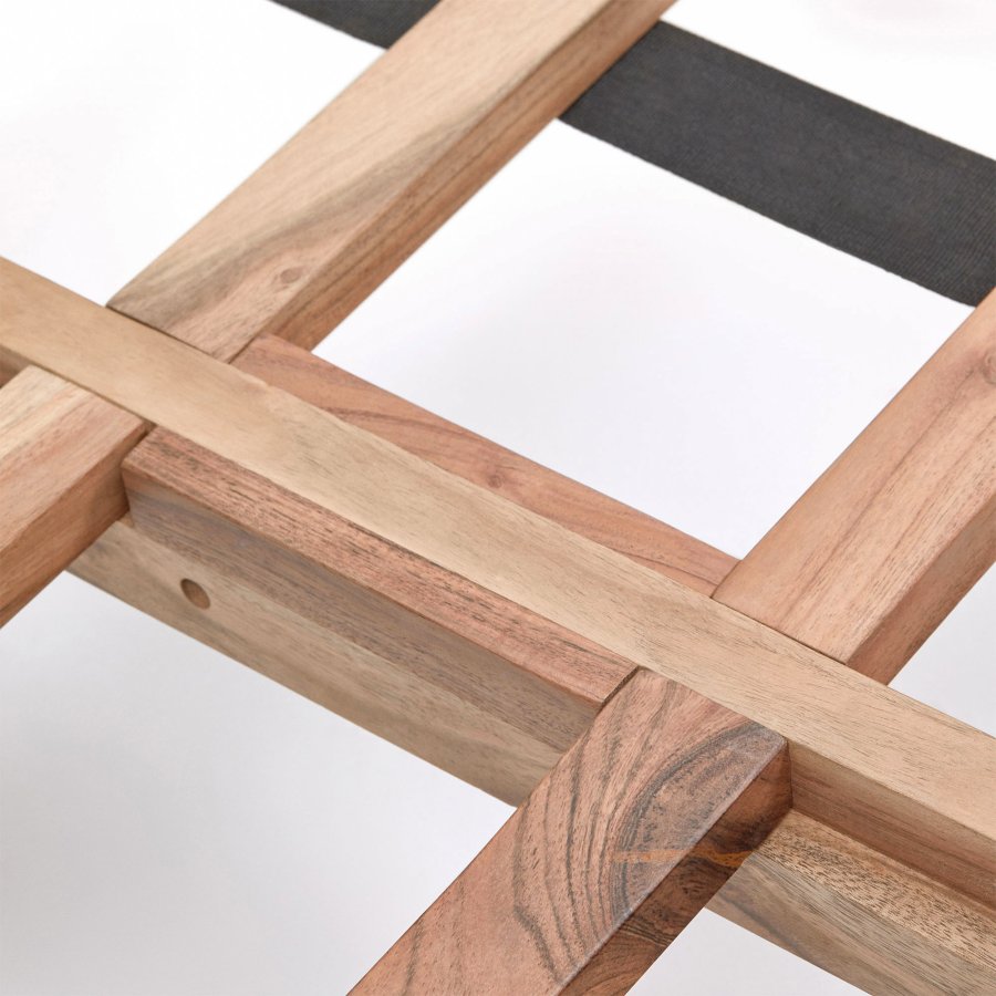 KAVE HOME Licia sengeramme, med sengegavl og lameller - naturlig mangotre og jern (160x200)