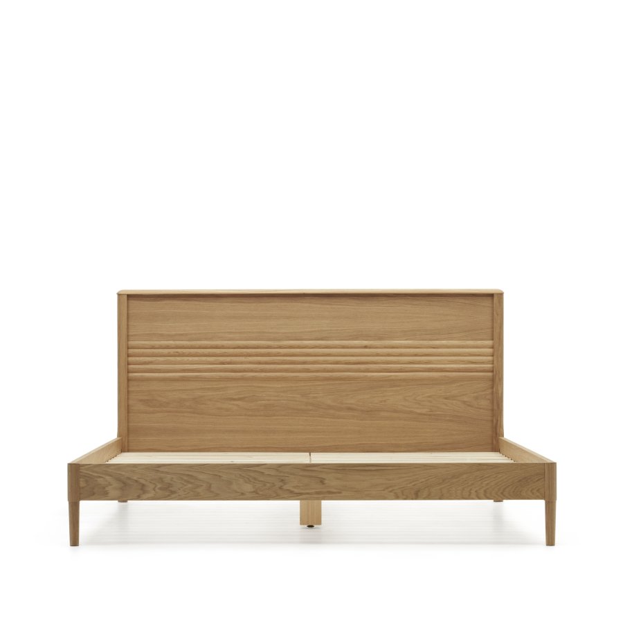 KAVE HOME Lenon sengeramme, med sengegavl og lameller - naturlig eik og eikefiner (160x200)