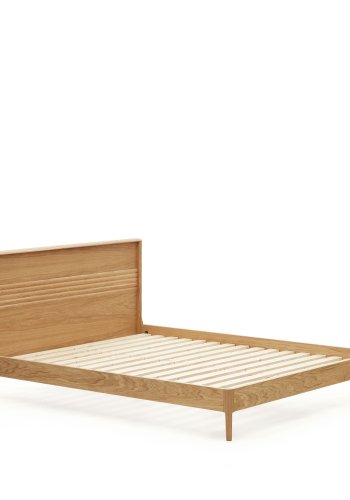 KAVE HOME Lenon sengeramme, med sengegavl og lameller - naturlig eik og eikefiner (160x200)