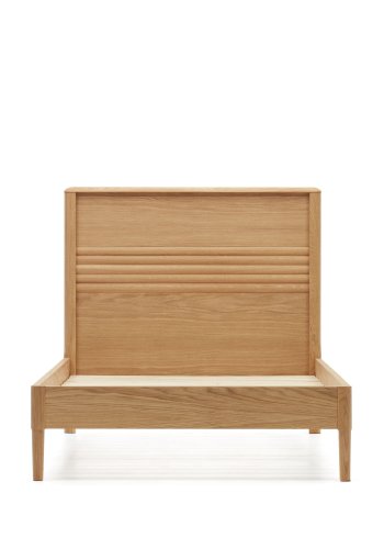 KAVE HOME Lenon sengeramme, med sengegavl og lameller - naturlig eik og eikefiner (90x200)