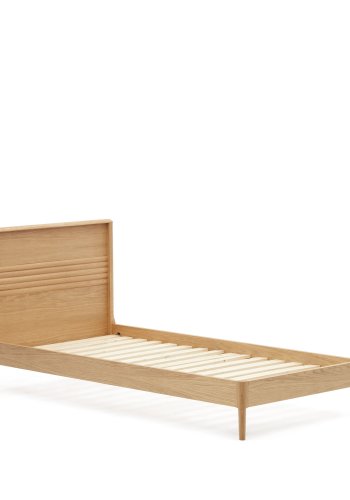 KAVE HOME Lenon sengeramme, med sengegavl og lameller - naturlig eik og eikefiner (90x200)
