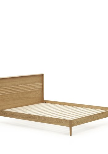 KAVE HOME Lenon sengeramme, med sengegavl og lameller - naturlig eik og eikefiner (180x200)