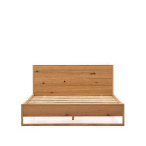 KAVE HOME Alguema sengeramme, m. sengegavl og lamelbund - natur egefiner (160x200)