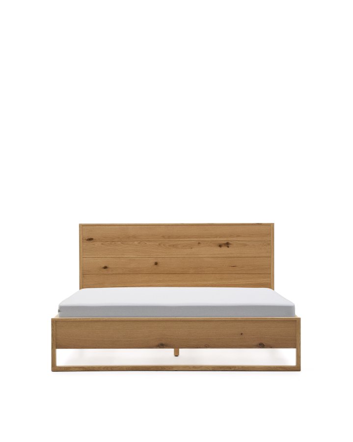 KAVE HOME Alguema-seng i eikefiner med naturlig overflate for madrass 160 x 200 cm