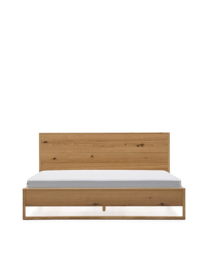 KAVE HOME Alguema-seng i eikefiner med naturlig overflate for madrass 180 x 200 cm