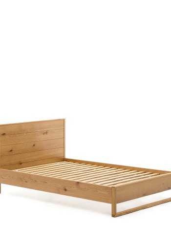 KAVE HOME Alguema-seng i eikefiner med naturlig overflate for madrass 90 x 190 cm