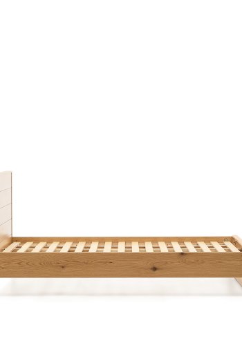 KAVE HOME Alguema-seng i eikefiner med naturlig overflate for madrass 90 x 190 cm