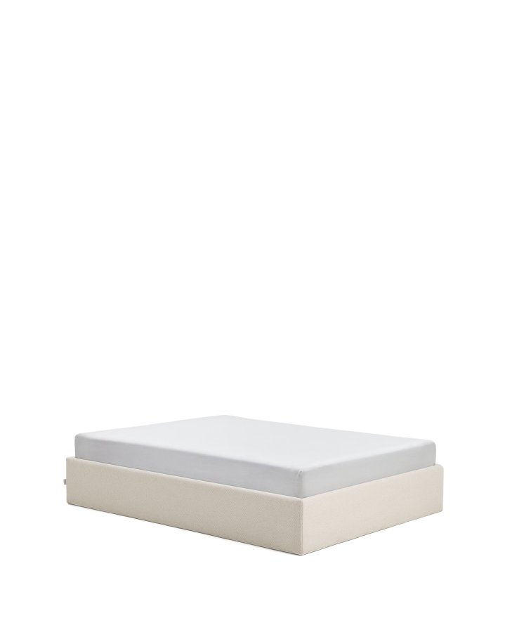 KAVE HOME Nelzi sengeramme, m. aftageligt betr�k og opbevaring - ecru chenille (til madras 150 x 200 cm)