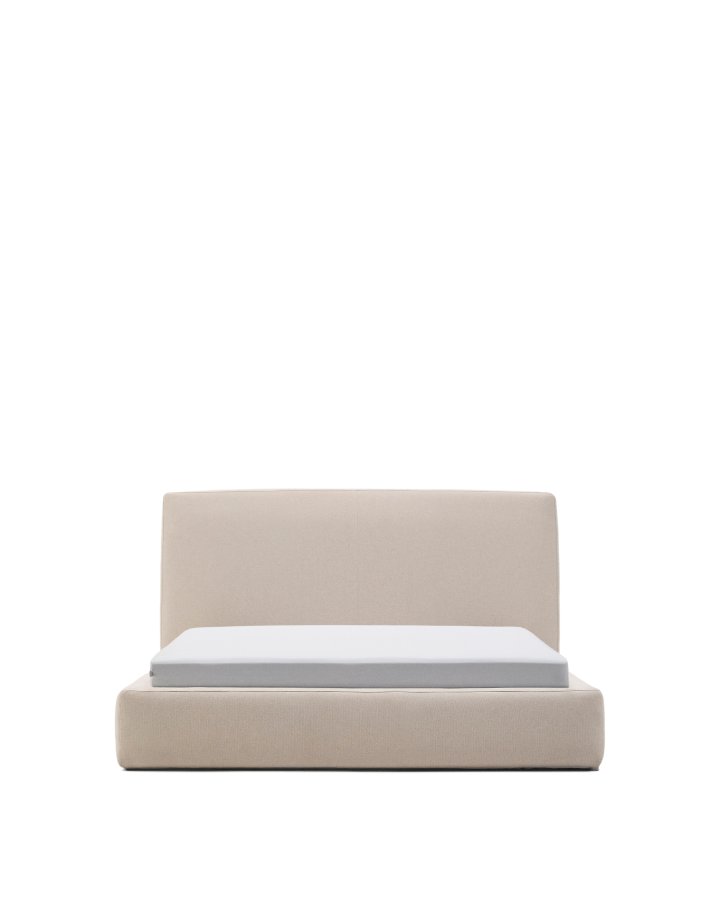 KAVE HOME Beige blokkseng med avtagbart trekk til madrass 160 x 200 cm FSC Mix Credit