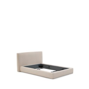 KAVE HOME Blok sengeramme, m. sengegavl, aftageligt betrk, u. madras, u. bund - ecru stof (160x200)