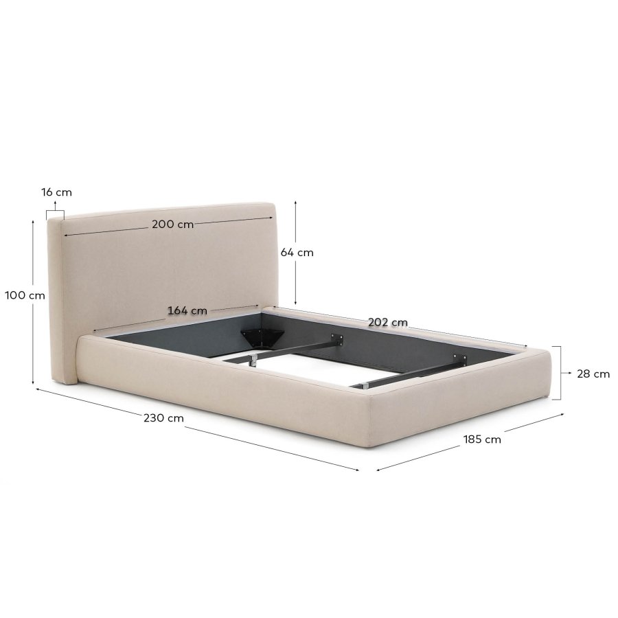 KAVE HOME Beige blokkseng med avtagbart trekk til madrass 160 x 200 cm FSC Mix Credit